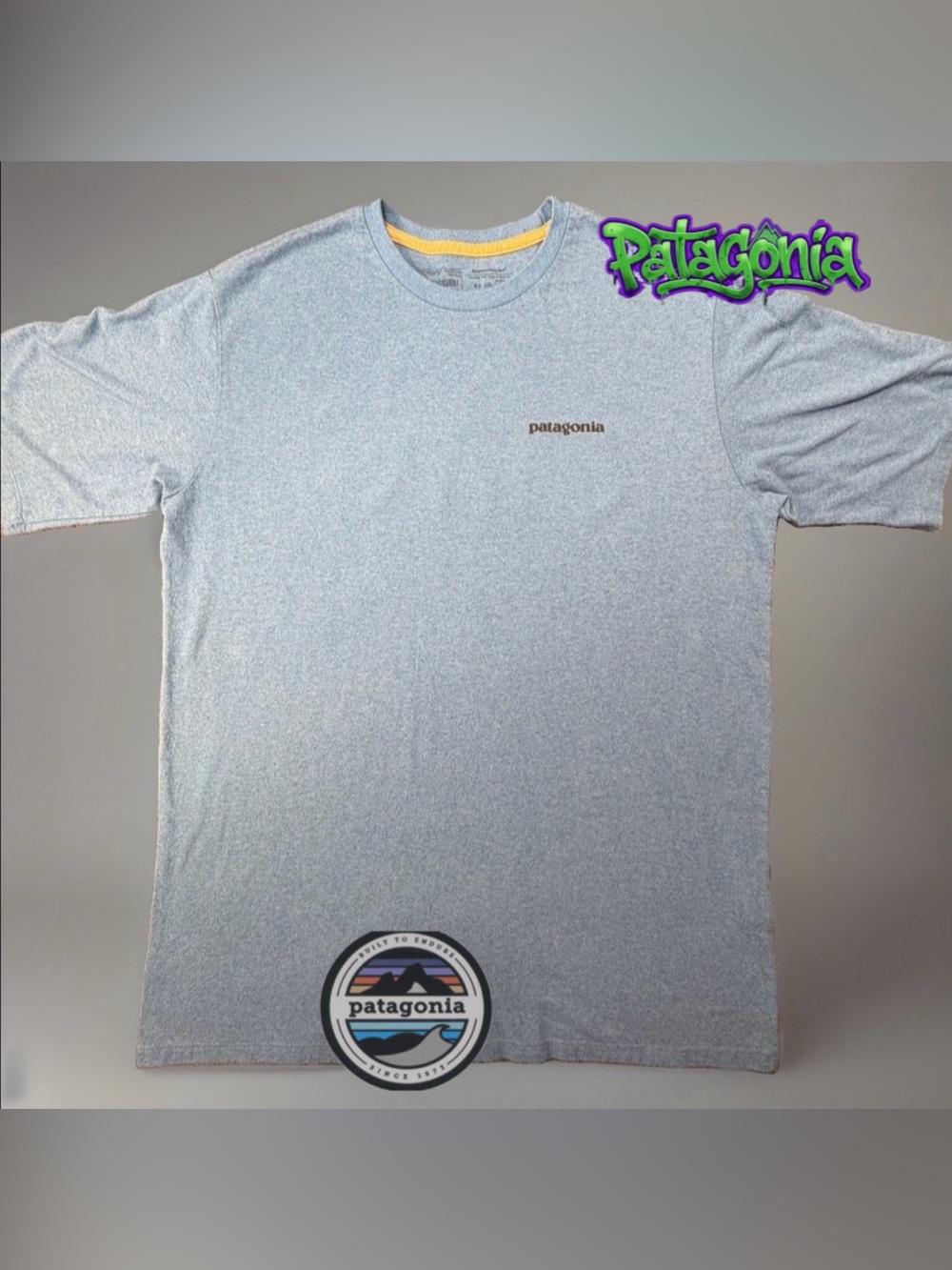 Patagonia T-Shirt Mens M Blue Responsibili-Tee P-6 Logo 20.5x27 Regular Fit